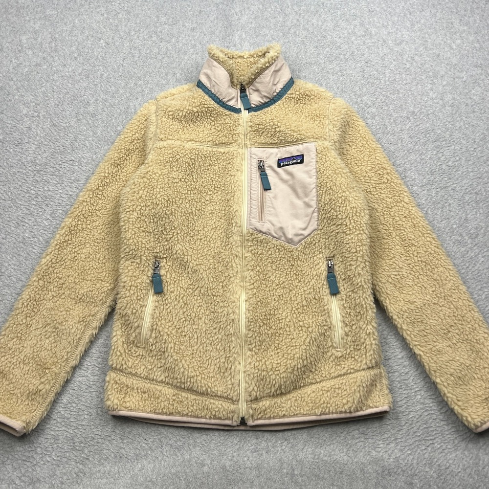 Patagonia Classic Retro-X Jacket Womens XS Beige Sherpa Fleece Full Zip 23074